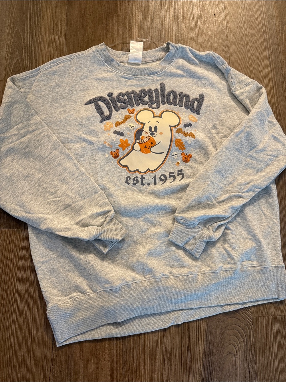 NWOT Disneyland Halloween Ghost Mickey Gray Crewneck Sweater